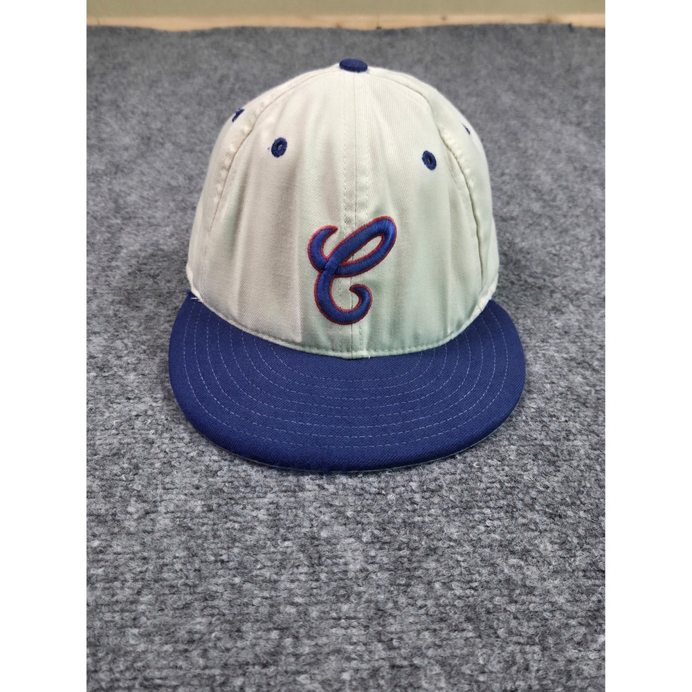 Vintage 90s Chicago Cubs Hat Mens 7 New Era 5950 Pro Model Wool Cream Blue